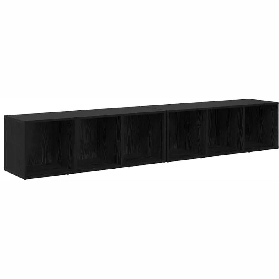 vidaXL Tv-meubelset 2 st 37 x 35 x 107cm Zwart Eiken