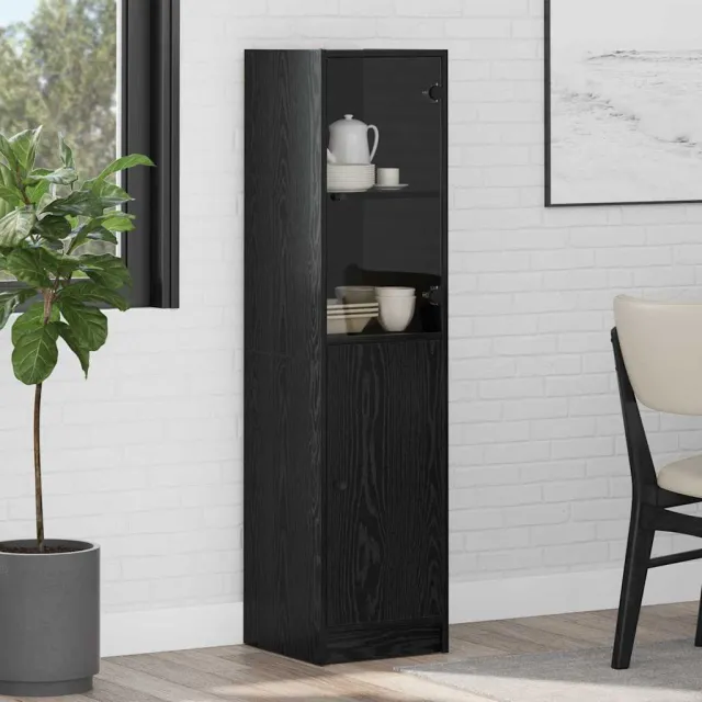 vidaXL Highboard Zwart Eiken 35 x 37 x 142 cm Bewerkt hout