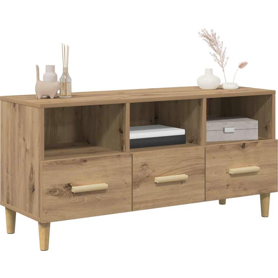 vidaXL TV-kast 102 x 36 x 50 cm Ambachtelijk eiken Bewerkt hout Bruin