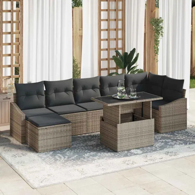 vidaXL Tuin Sofa Set 8 st Grijs poly rattan