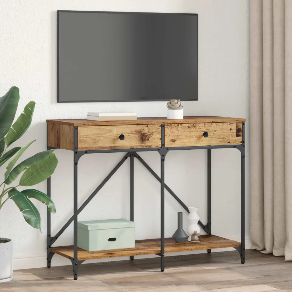 vidaXL Wandtafel Oud Hout 100 x 39 x 78,5 cm Bewerkt hout bruin, foto 4