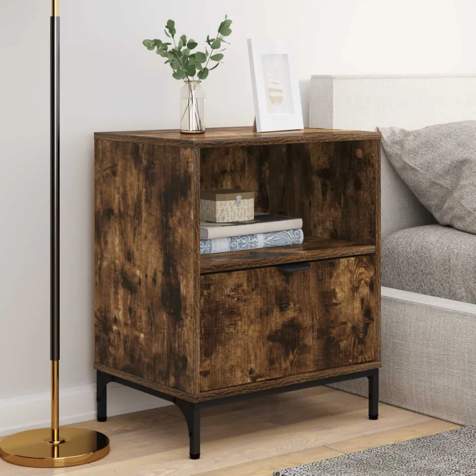 vidaXL Nachtkastje 2 st Gerookt eiken 49 x 36 x 61 cm Bewerkt hout, foto 4