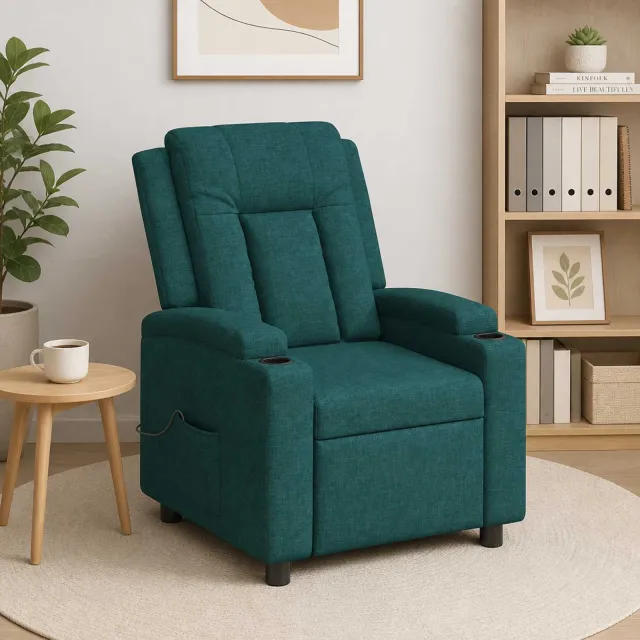vidaXL Massage-relaxstoel Donkergroen 75 x 95 x 100 cm Stof Bosgroen