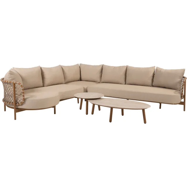 4 Seasons Outdoor Salute Martinique modulaire hoek loungeset 5 delig keramiek amber 4 Seasons Outdoor Taupe, Zand / Latte / Linen, Amber