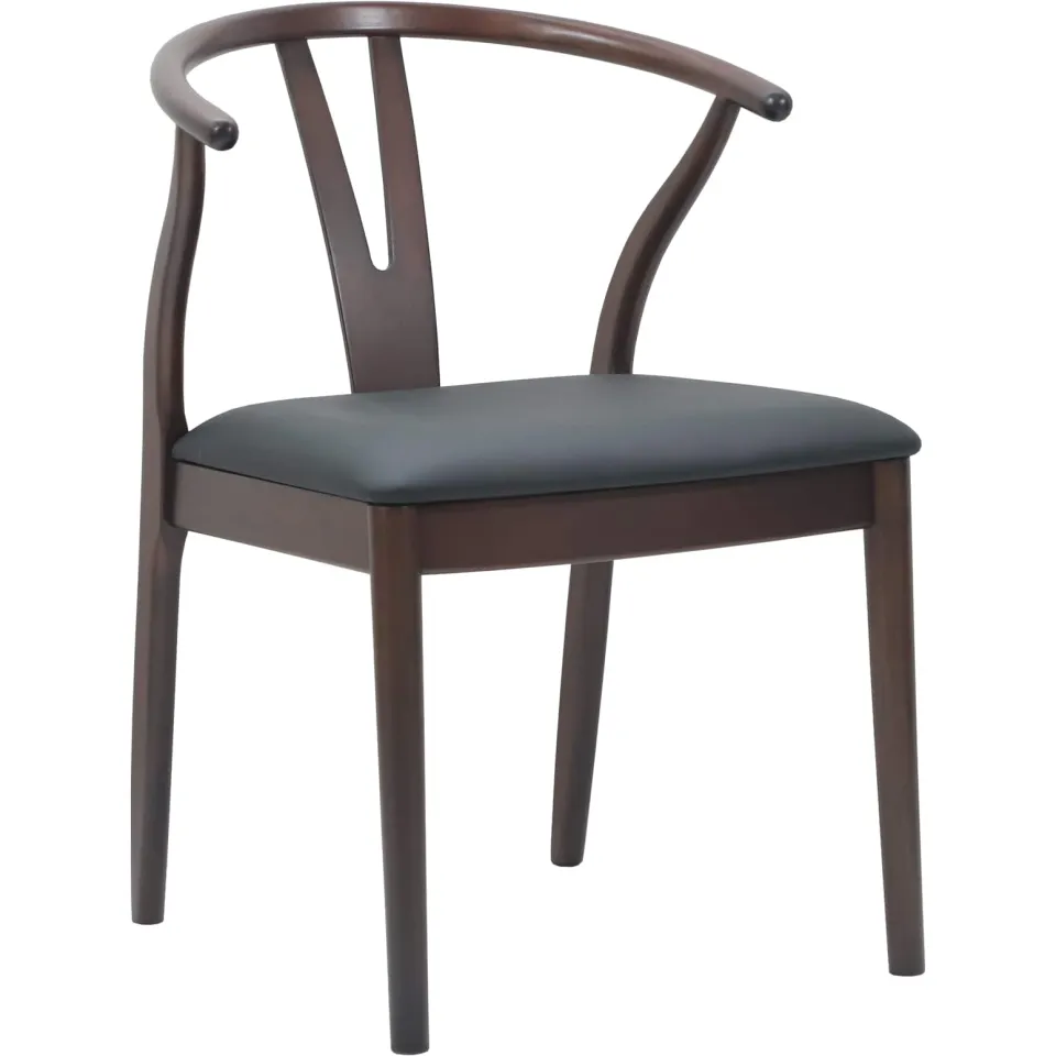 vidaXL Eetkamerstoel 2 st Massief Rubberhout Lichtbruin en Zwart, foto 4