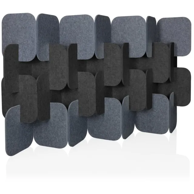 Akoestische scheidingswand FLEXMIUT PLUG PET set van 4 109x170x25cm grijs/donkergrijs hjh OFFICE