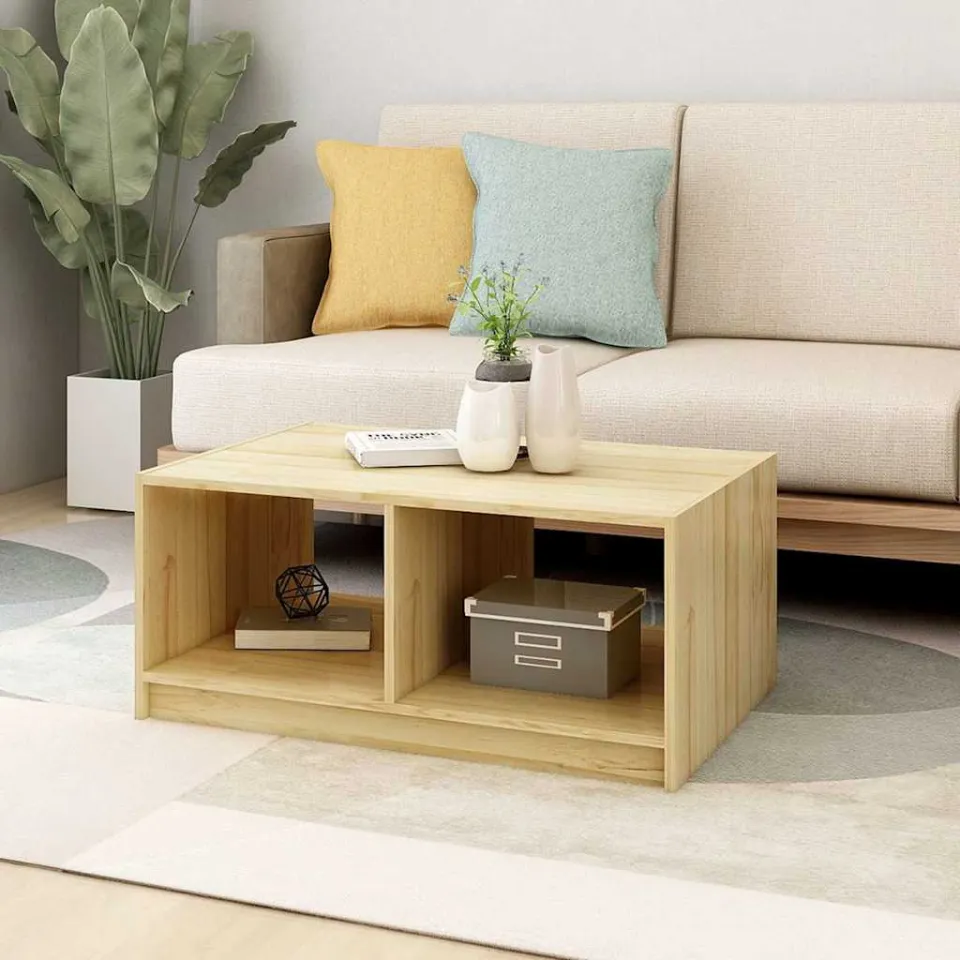 vidaXL Salontafel 75x50x33,5 cm Massief Hout Grenen bruin, foto 3