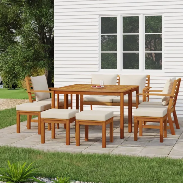 vidaXL 9-delige Tuinset met kussens massief acaciahout bruin, foto 2