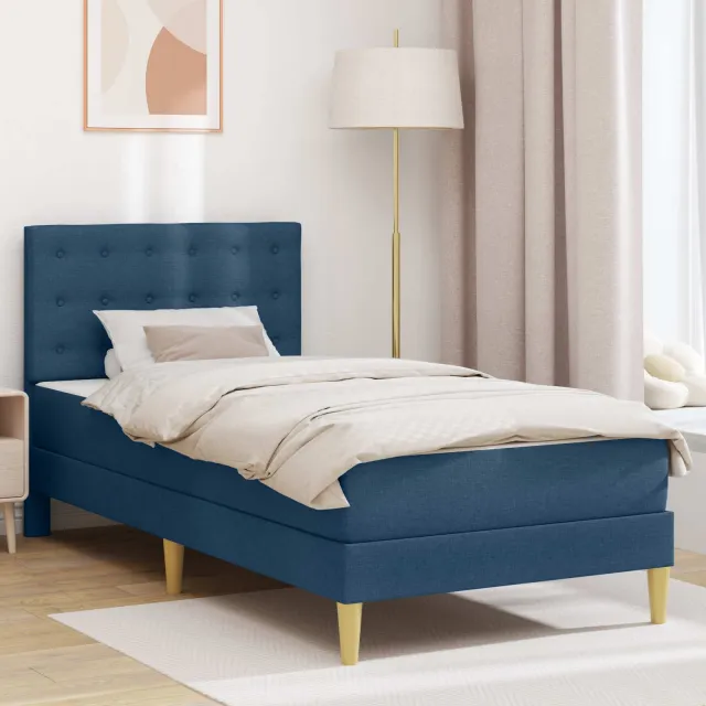 vidaXL Bedframe met matras Blauw 80 x 200 cm Stof