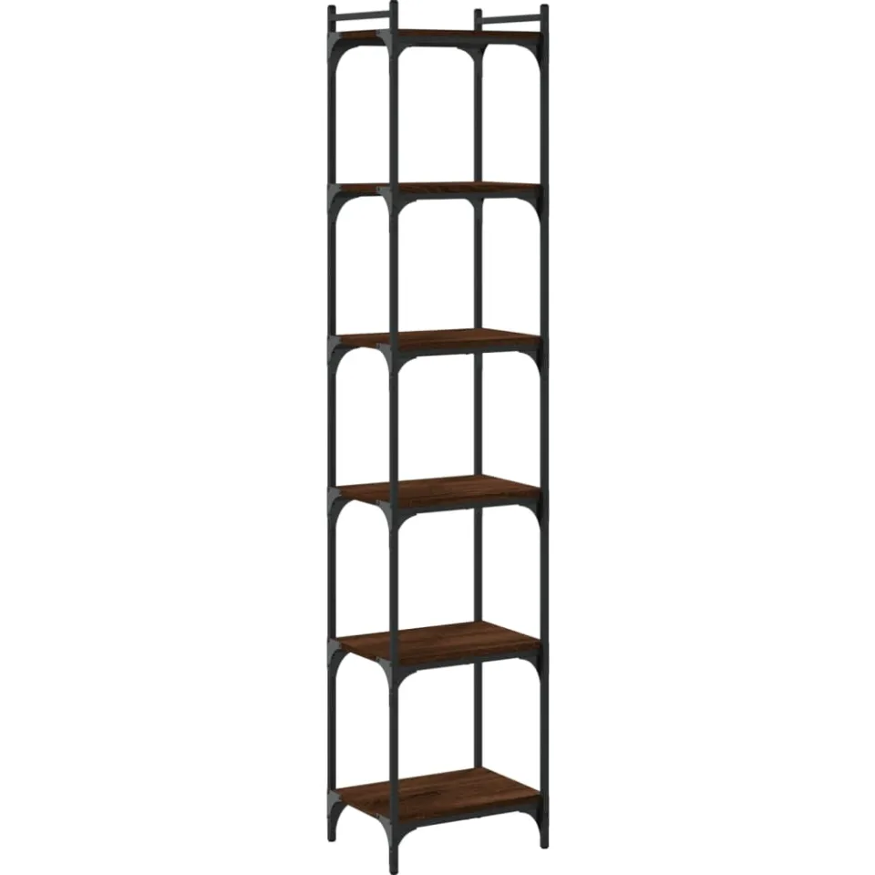 vidaXL Boekenkast 6-laags 40x30x188 cm bewerkt hout bruin eikenkleur