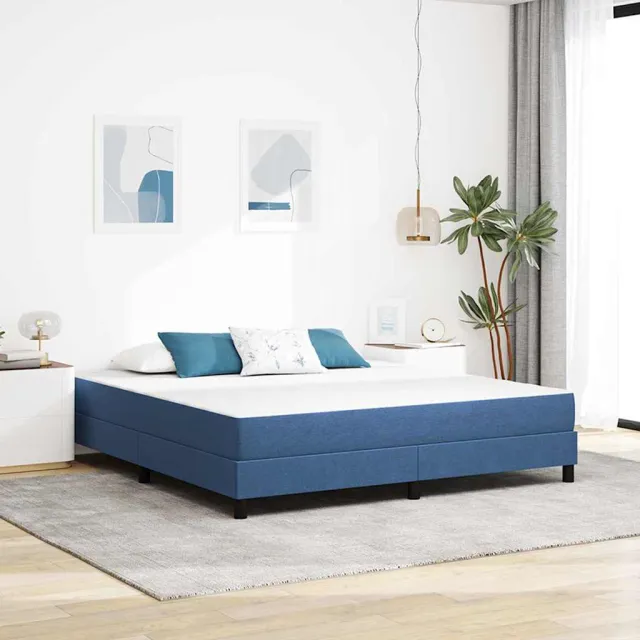 vidaXL Bedmatras met matras Blauw 180 x 200 cm Stof