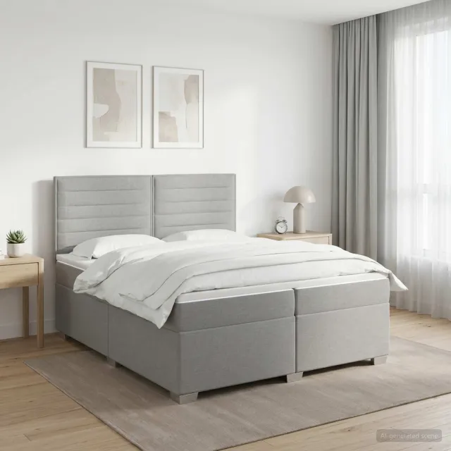 vidaXL Boxspringbed met matras Lichtgrijs 200 x 200 cm Stof