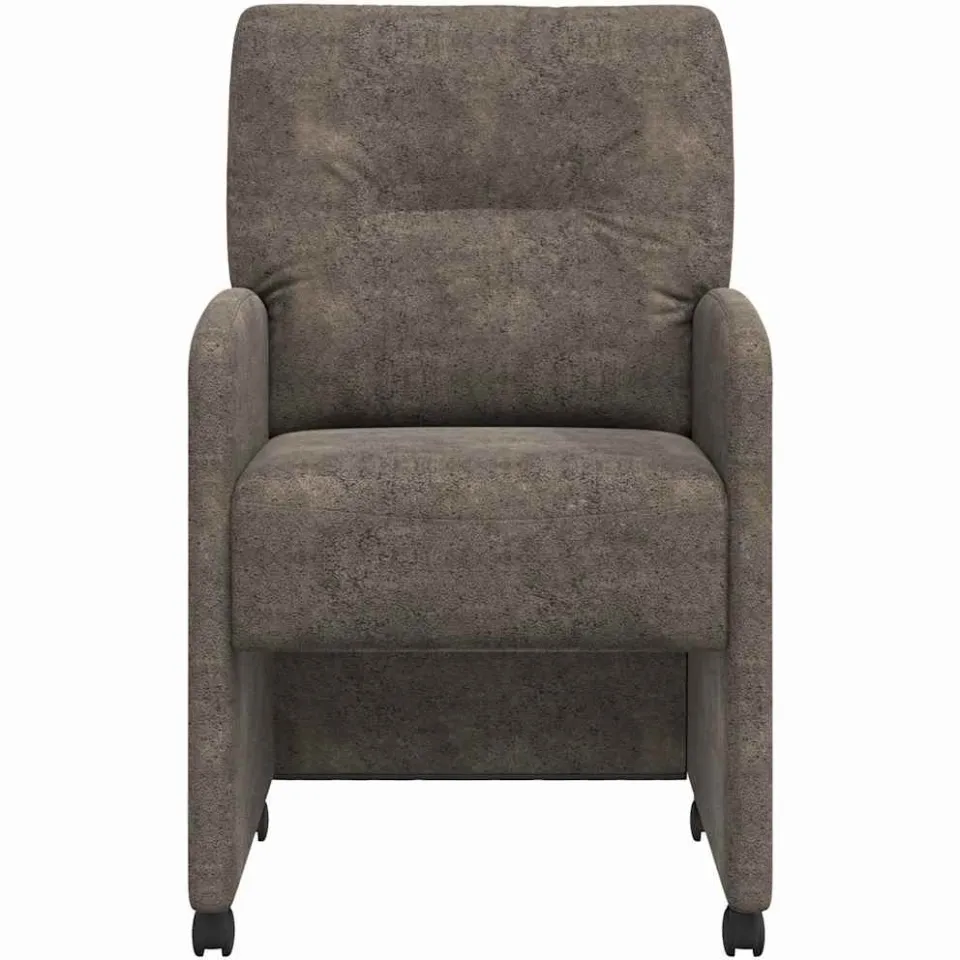 vidaXL Eetkamerstoelen met Wieltjes 2 st Faux suede leer Donkergrijs