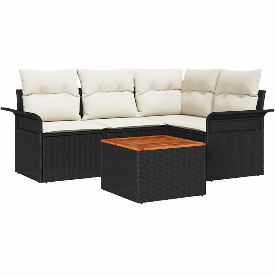 vidaXL Tuinbankenset 5 st Zwart poly rattan