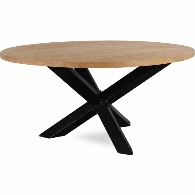 Belito Tuinmeubelen Belito Saar Teakhouten ronde diningtafel 160 cm Zwart
