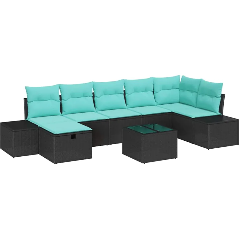 vidaXL Bankstel 5 st poly rattan Zwart