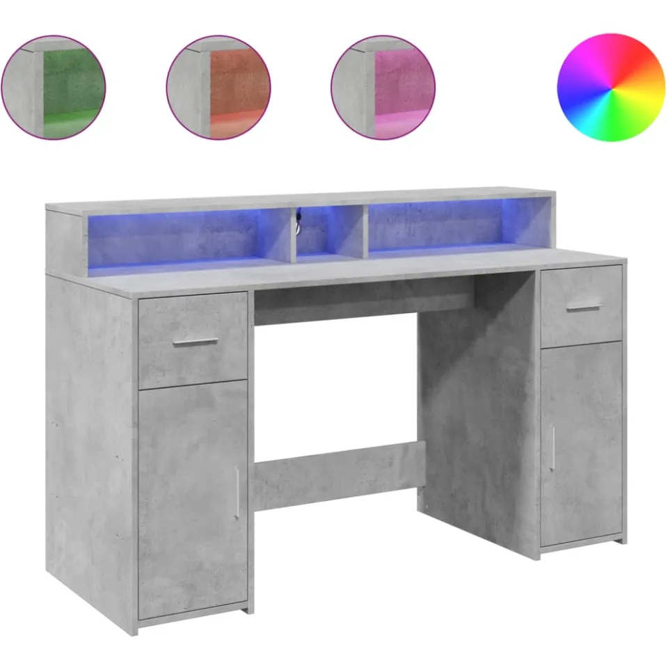 vidaXL Desk Betongrijs 140 x 55 x 91 cm Engineered wood grijs, foto 3