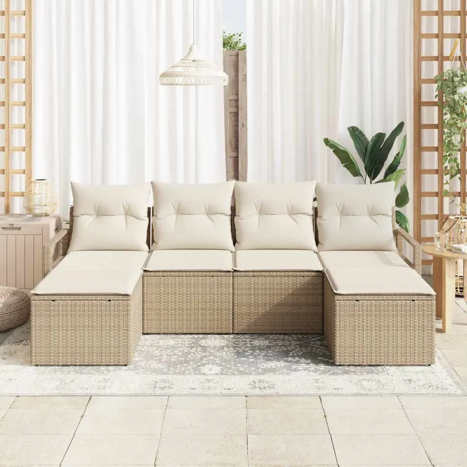 vidaXL Bankstel 6 st Beige poly rattan, foto 3