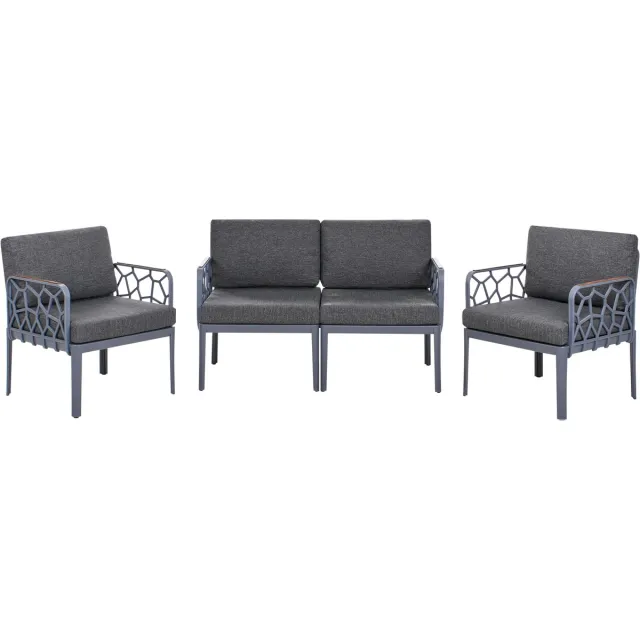 Beliani ERICHE - Loungeset 4-zits - Donkergrijs - Polypropyleen
