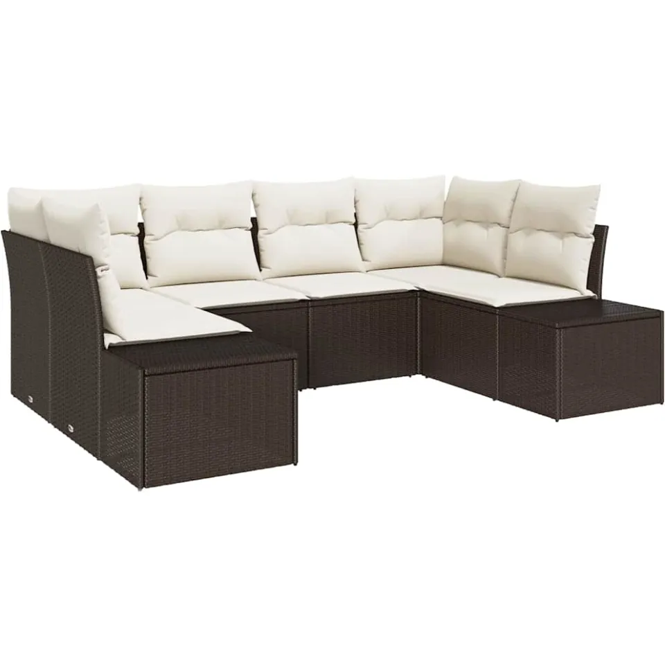 vidaXL Tuin Sofa Set 6 st Bruin poly rattan