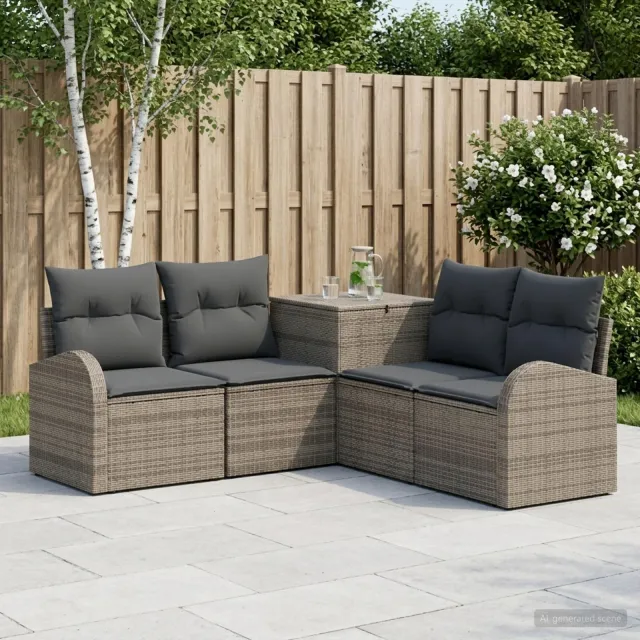 vidaXL Bankstel 5 st Grijs en Donkergrijs 179 x 179 x 85 cm
