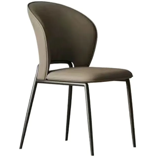 QGT Eetkamerstoel - keukenstoel - Open Rugleuning - 45x50x84 cm - Zonder armleuning - Microvezel Leer & 316L Koolstofstaal - Kunstleer - Ergonomisch - Hoge rugleuning - Metalen poten - Slijtvast en Vuilafstotend - Modern Design - Khaki