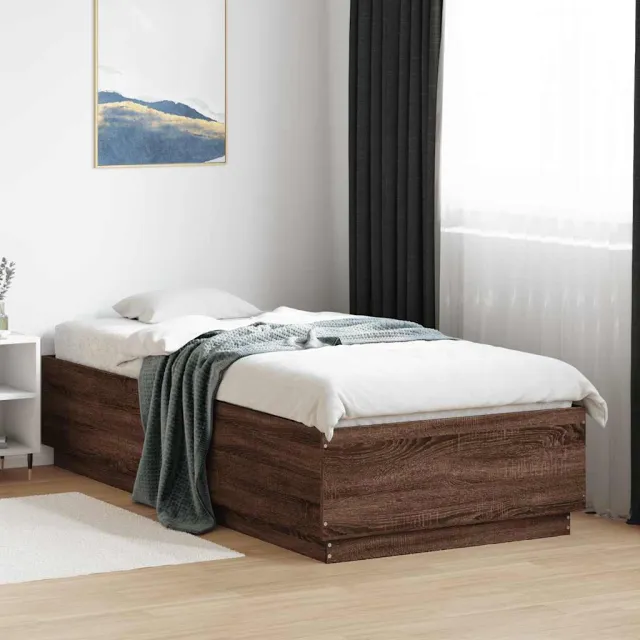 vidaXL Bedframe bewerkt hout bruin eikenkleur 100x200 cm
