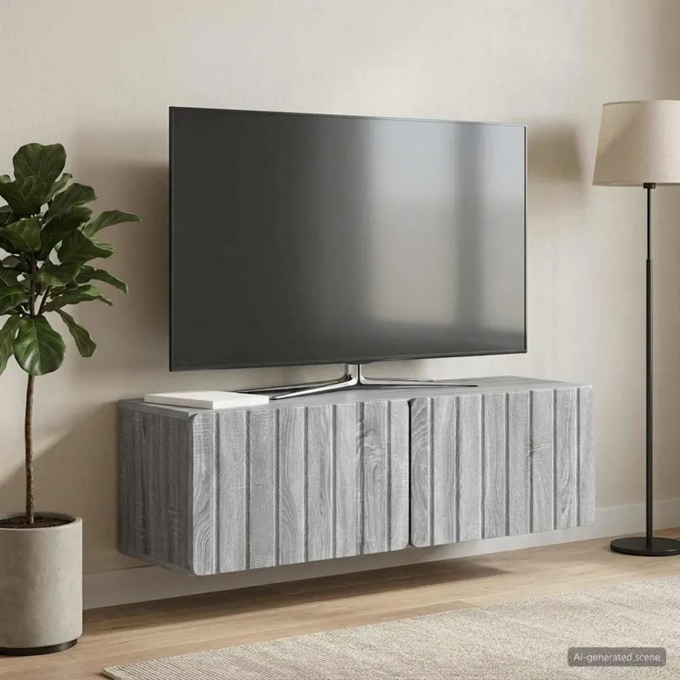 vidaXL Wandbeugel TV-kast 98 x 31 x 30 cm Grijs Sonoma Bewerkt hout, foto 4