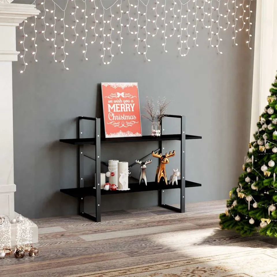 vidaXL Boekenkast met 2 schappen 100x30x70 cm massief grenenhout zwart, foto 2