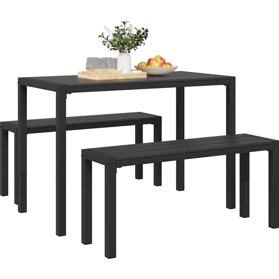 vidaXL Tuin eettafelset 3 st Antraciet Staal, foto 2