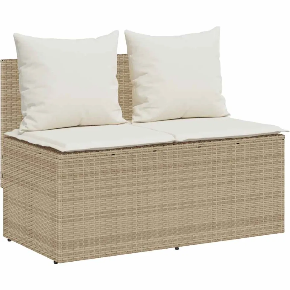 vidaXL 3-delige Tuinset met kussens poly rattan beige, foto 4
