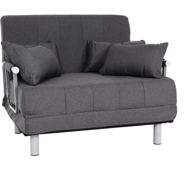 MCW K29, inklapbare fauteuil slaapbank logeerbed, ligvlak 186x97cm stof (270g/m²) ~ donkergrijs