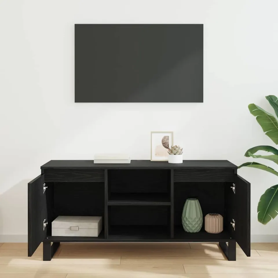 vidaXL TV-kast 104 x 35 x 50 cm Zwart Eiken Bewerkt hout, foto 4