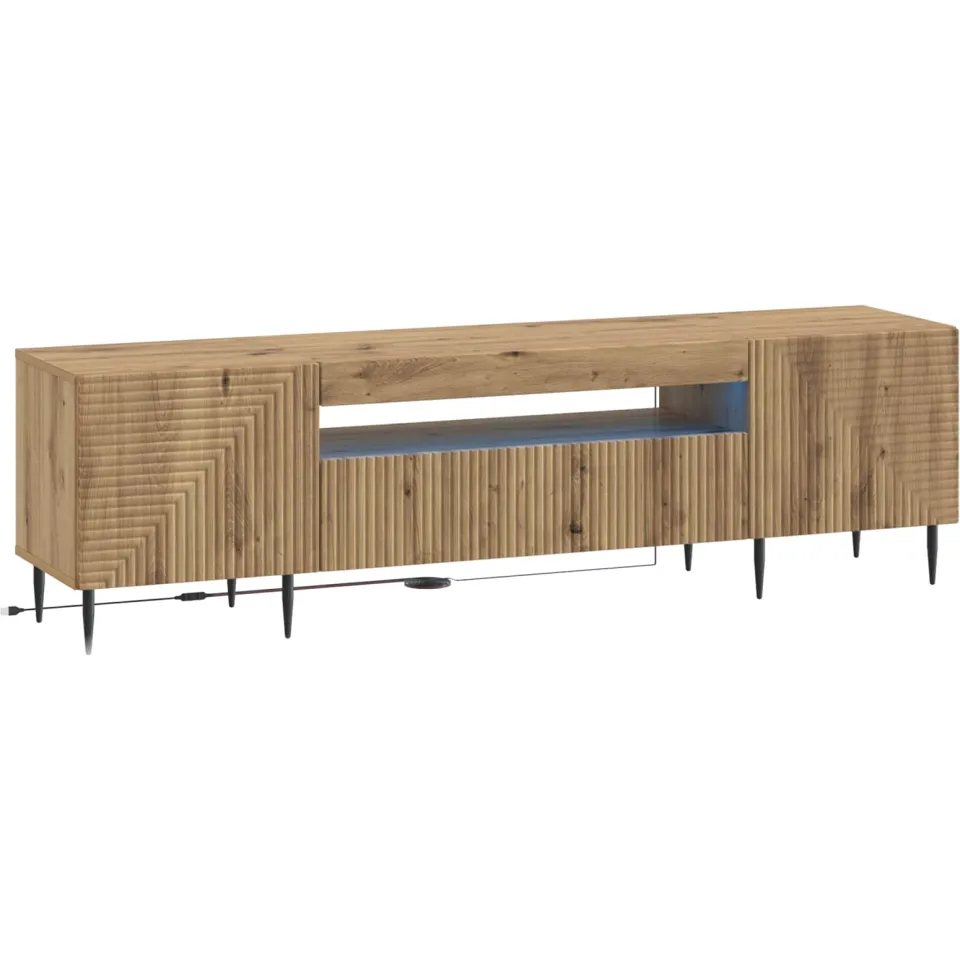 vidaXL LED tv-meubel HAARLEM 153 x 35 x 43 cm Artisanaal eiken, foto 3