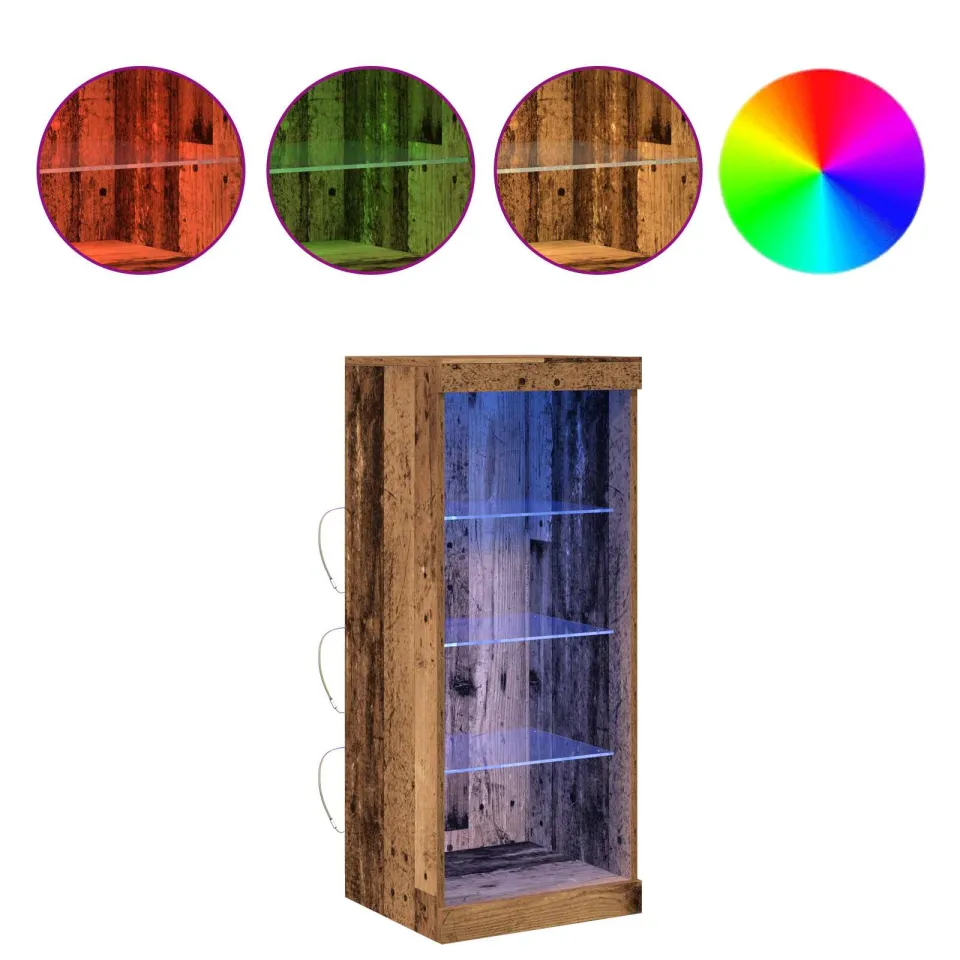 vidaXL LED Sideboard Oudhout 41 x 37 x 100 cm Bewerkt hout bruin, foto 3
