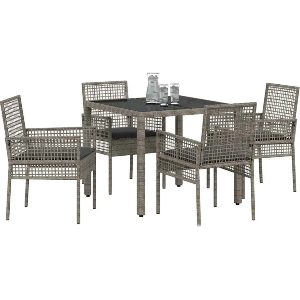 vidaXL Tuin eettafelset 5 st Grijs poly rattan, foto 3