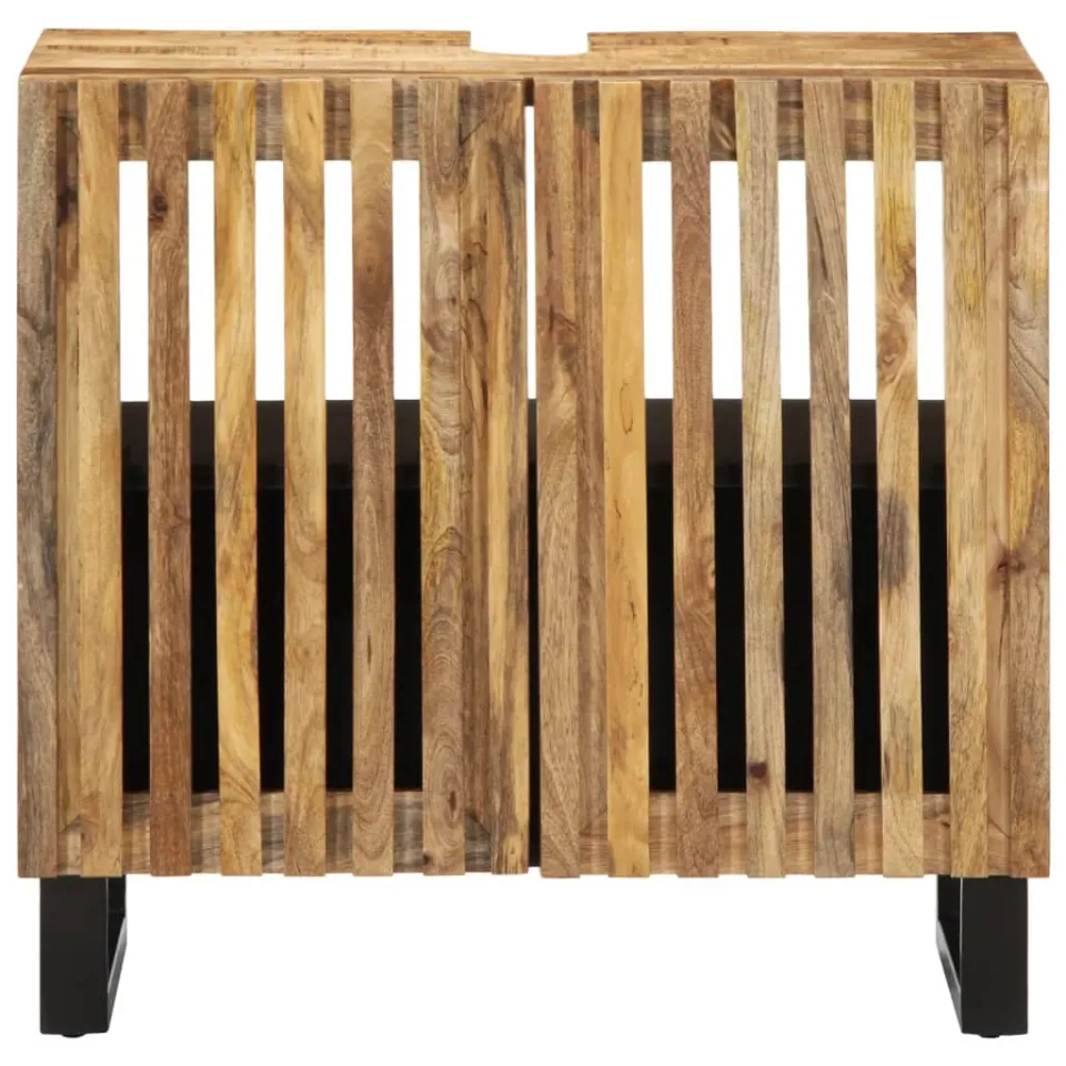 vidaXL Wastafelkast 62x34x58 cm massief ruw mangohout bruin, foto 3