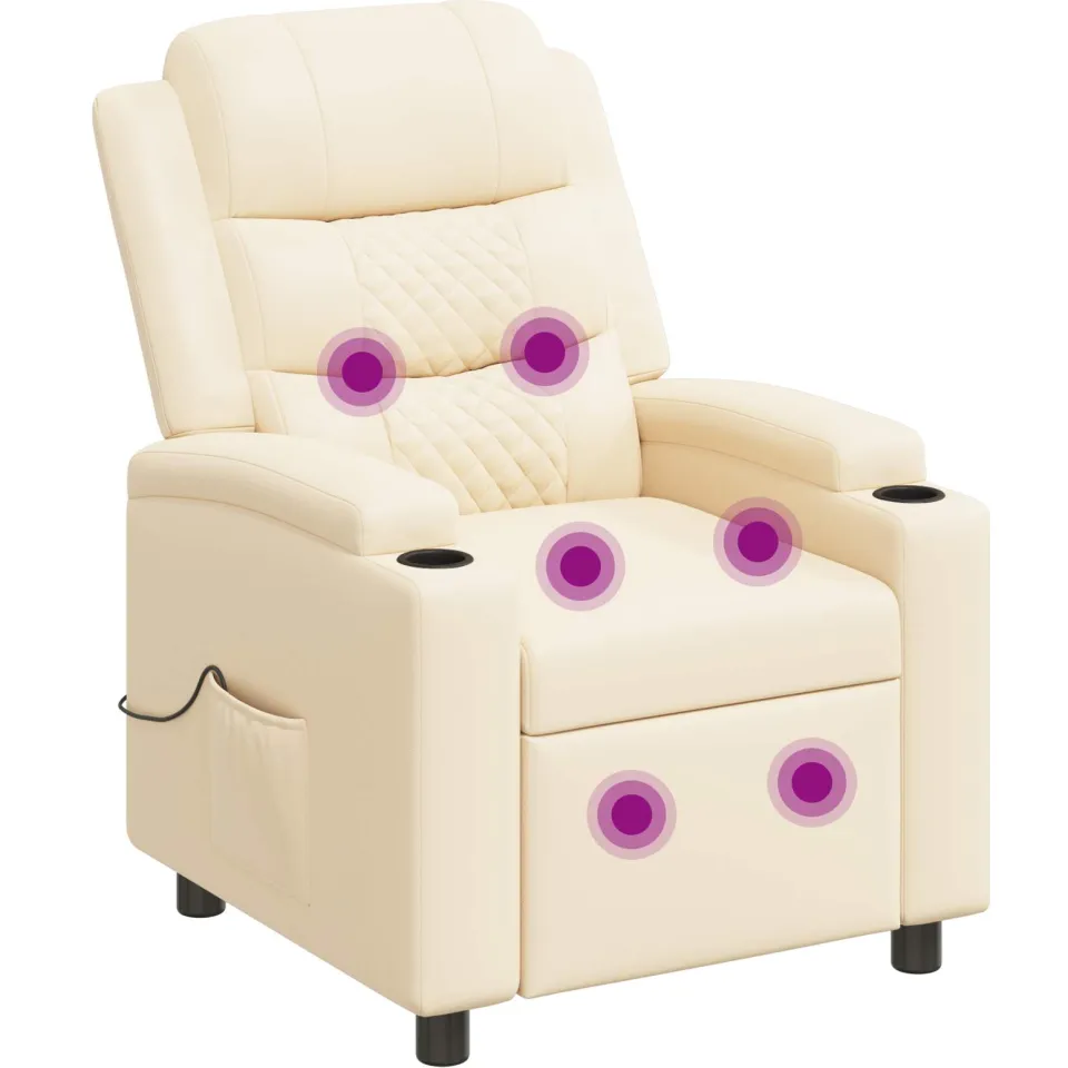 vidaXL Massage-relaxstoel Crèmekleurig 75 x 93 x 98 cm Stof