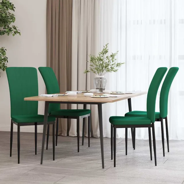 vidaXL Eetkamerstoelen 4 st fluweel donkergroen groen, foto 2