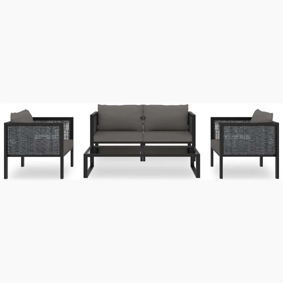 vidaXL 5-delige Loungeset met kussens poly rattan antraciet Anthraciet