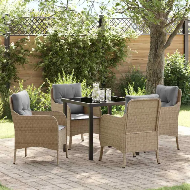 vidaXL Tuin eettafelset 5 st Beige poly rattan, foto 2