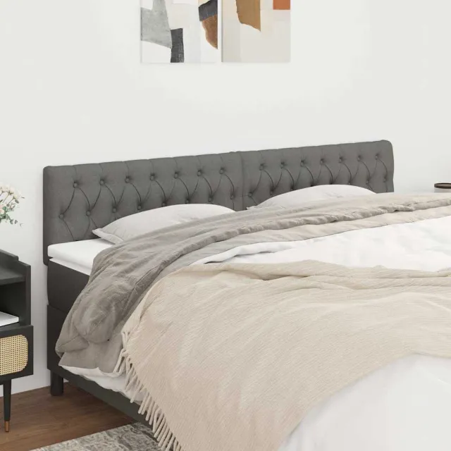 vidaXL Hoofdborden 200x7x78/88 cm stof donkergrijs