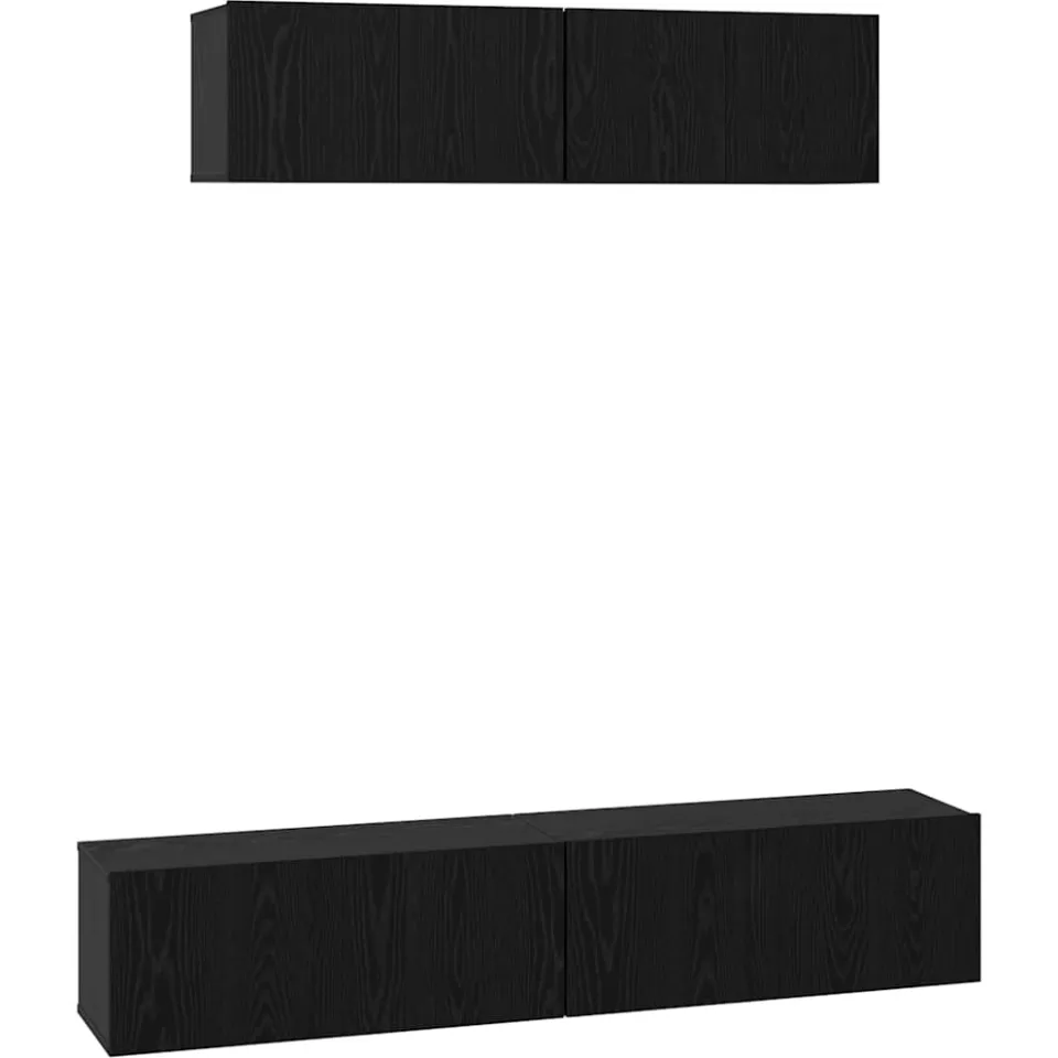 vidaXL Tv-meubelset 4 st Zwart Eiken Bewerkt hout, foto 3