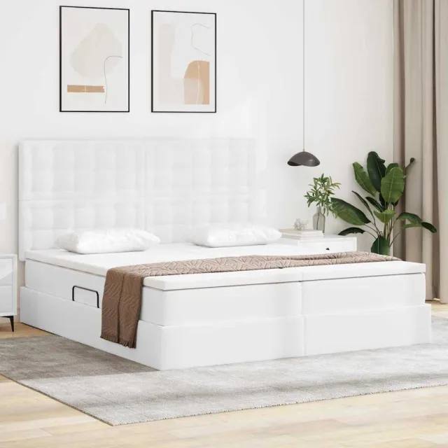 vidaXL Opbergbed met matras met matras Puur Wit 200 x 200 cm Nep Leer