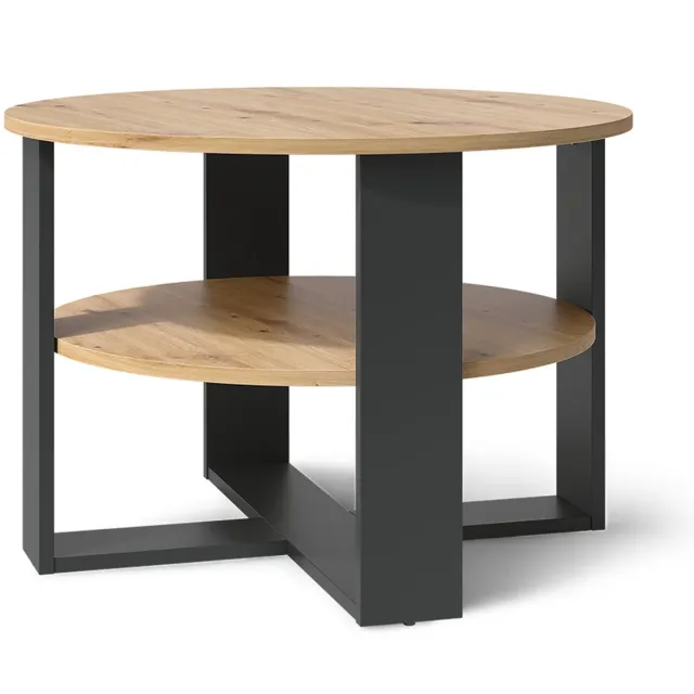 Vicco Salontafel Romeo, Antraciet/Artisanaal eiken, 68 x 68 cm