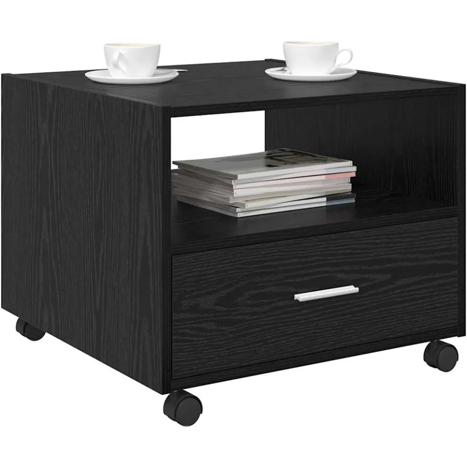vidaXL Salontafel Zwart Eiken 55 x 55 x 45cm Bewerkt hout