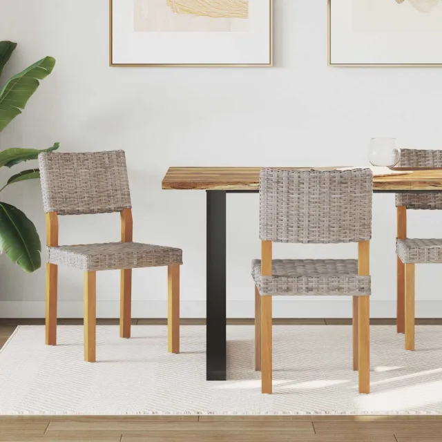 vidaXL Eetkamerstoel GENDT 2 st Kubu Rattan Kubu grijs 46 x 55 x 84 cm