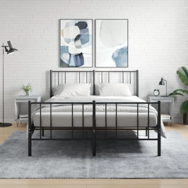 vidaXL Nachtkastjes 2 st 40x35x50 cm bewerkt hout betongrijs grijs, foto 2