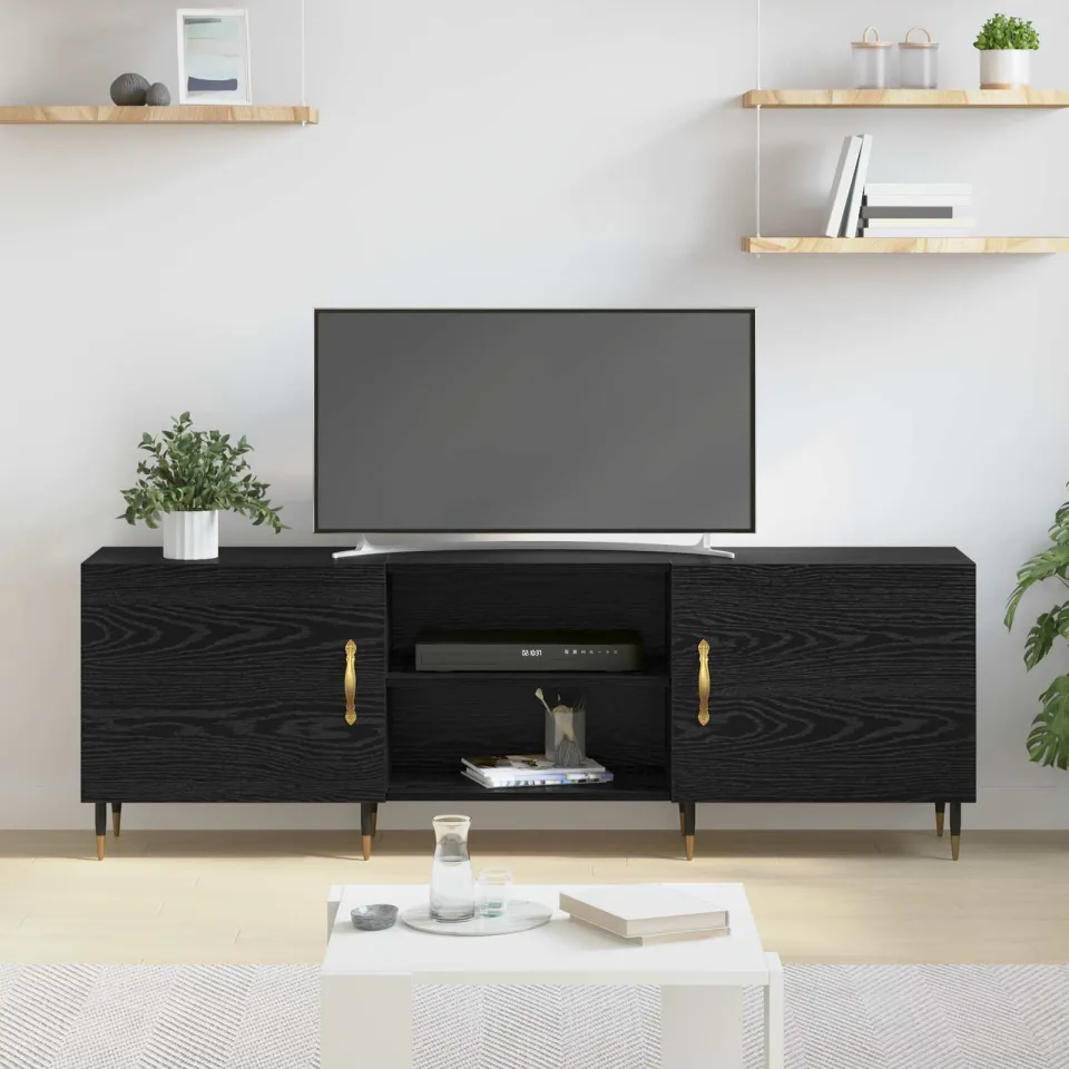 vidaXL TV-kast 150 x 30 x 50 cm Zwart eiken Bewerkt hout, foto 4