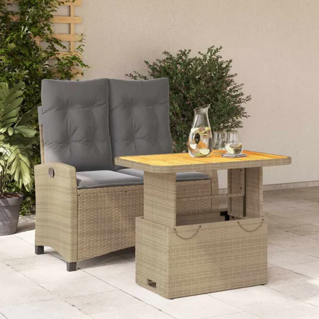 vidaXL 2-delige Tuinset met kussens poly rattan beige, foto 2